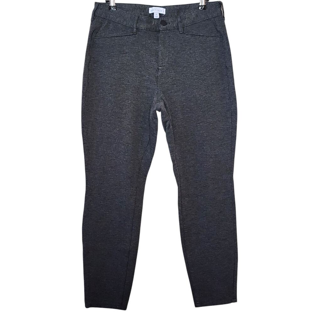 Boutique Womens Stretch Knit Jeggings Size 16W Gray Mid Rise Pants Back Pockets
